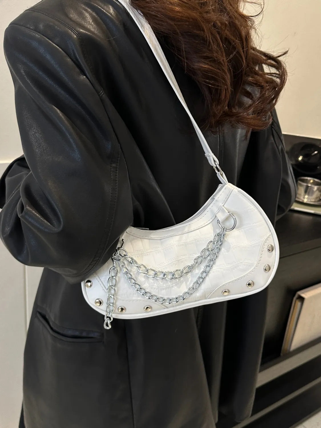 Chain PU Leather Shoulder Bag 