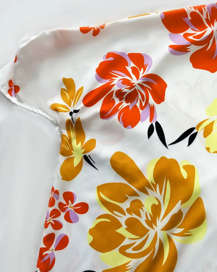 Floral Print One Shoulder Short Sleeve Blouse