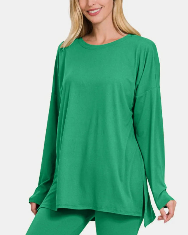 Zenana Full Size Brushed Microfiber Top and Leggings Lounge Set