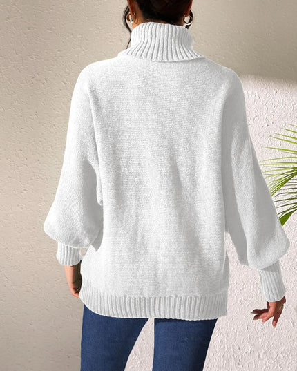 Heart Turtleneck Long Sleeve Sweater