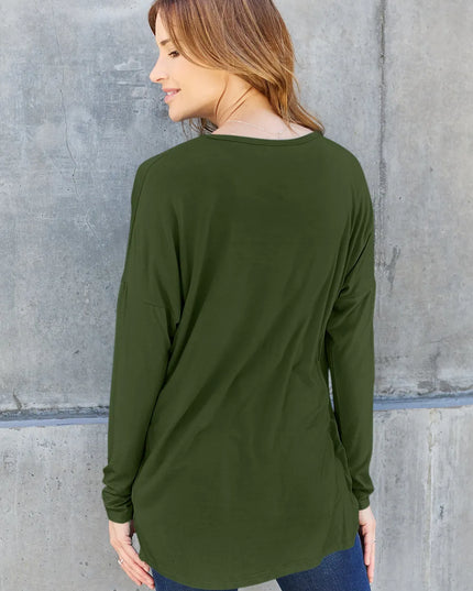 Basic Bae Full Size Round Neck Dropped Shoulder T-Shirt