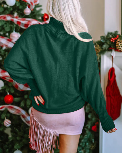 Double Take Full Size Merry Christmas Turtleneck Long Sleeve Sweater