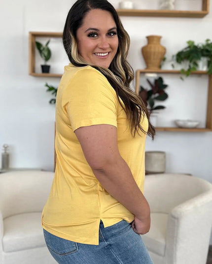 Basic Bae Bamboo Full Size V-Neck High-Low T-Shirt