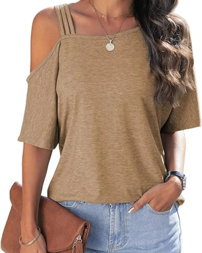 Asymmetrical Neck Half Sleeve T-Shirt