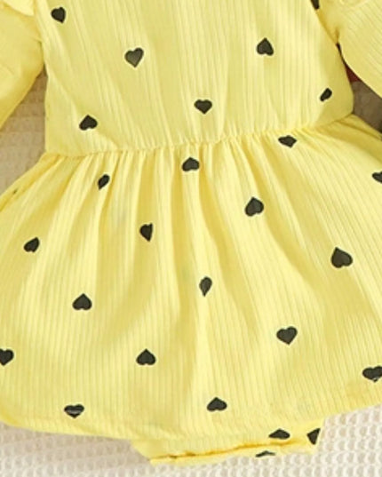 Children's Heart Print Dress & Headband Set