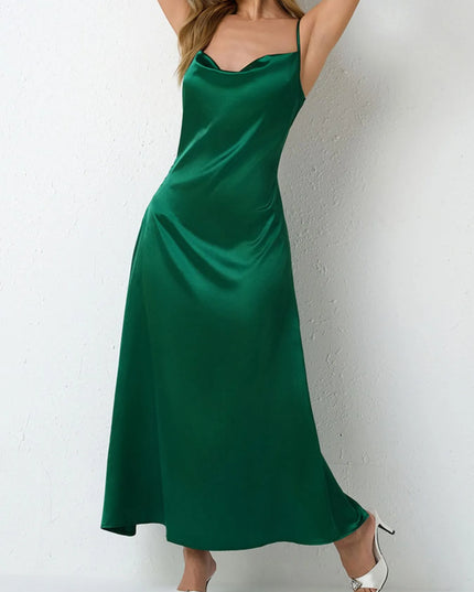 Satin Cowl Neck Cami Dress