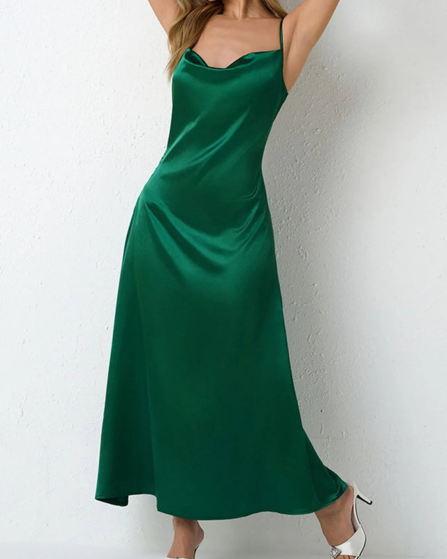 Satin Cowl Neck Cami Dress