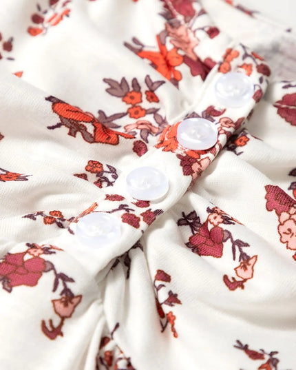 Floral Ruched Cinched Short Sleeve Blouse