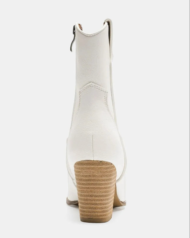 Beast Fashion Faux Leather Block Heel Boots with Side Zippers