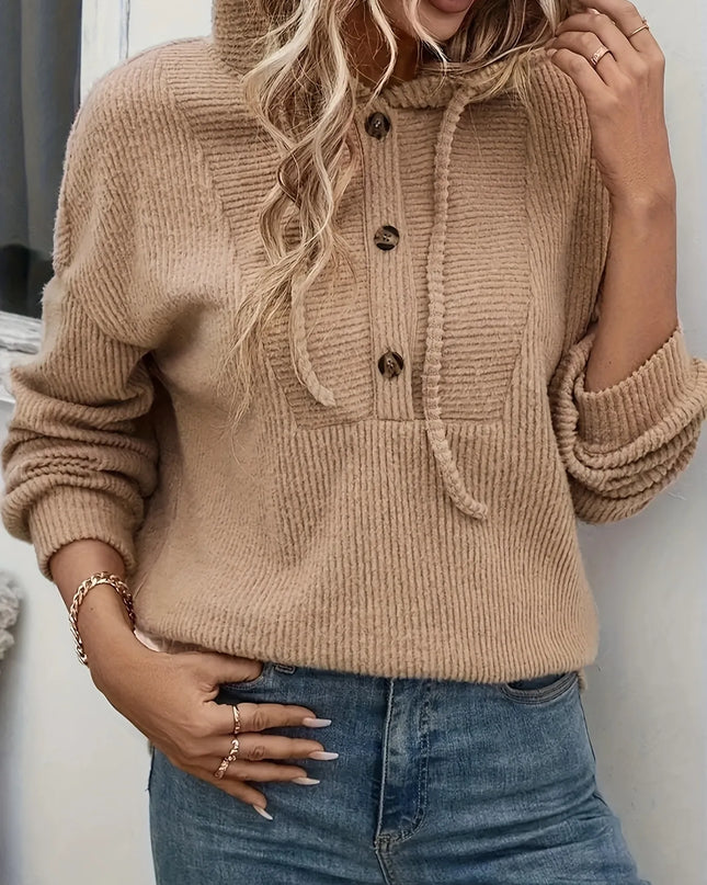 Drawstring Button Front Hoodie