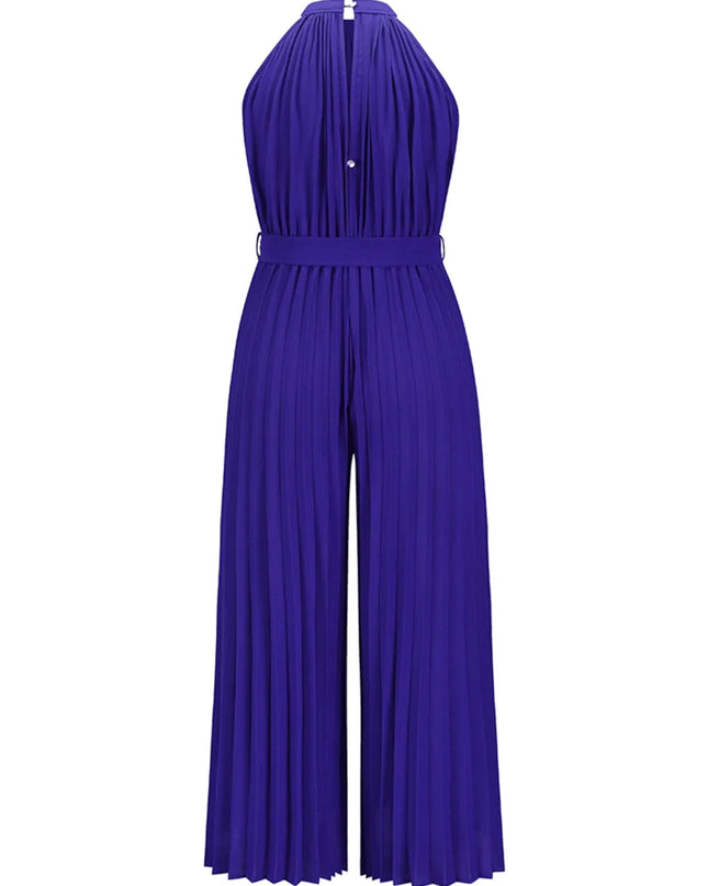 Cutout Tied Pleated Sleeveless Jumpsuit