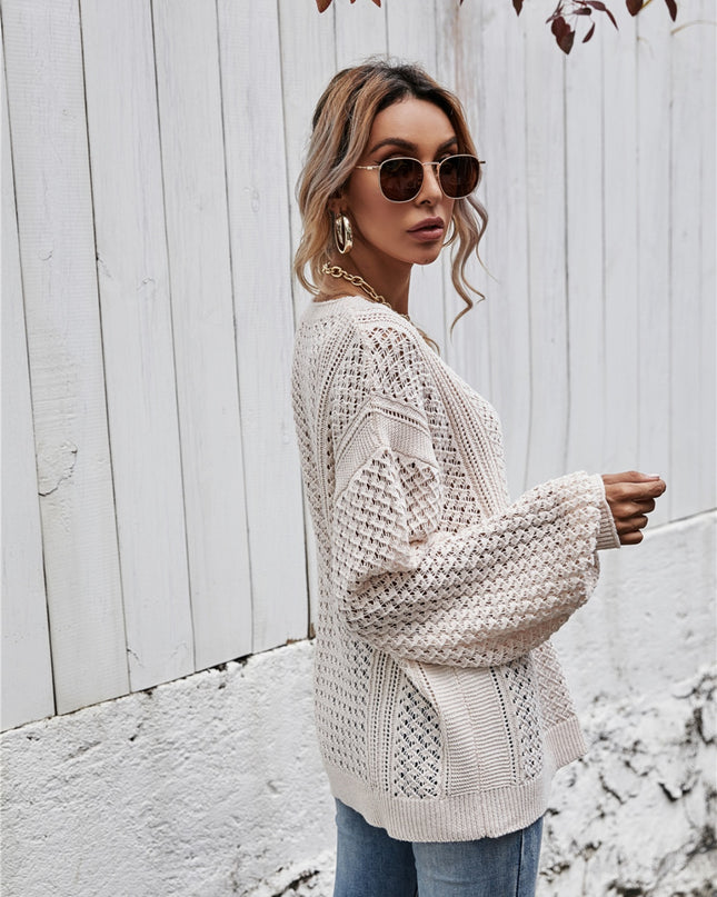 Angel Wings V-Neck Dropped Shoulder Sweater