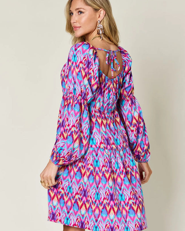 Double Take Full Size Printed Long Sleeve Dress