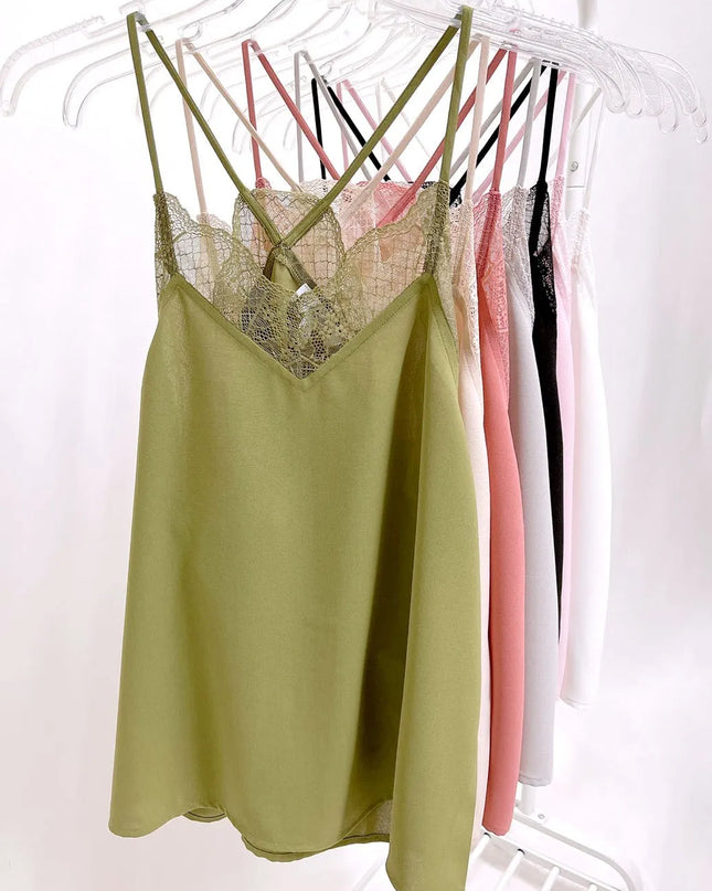 BiBi Lace Cami Solid Tank Top