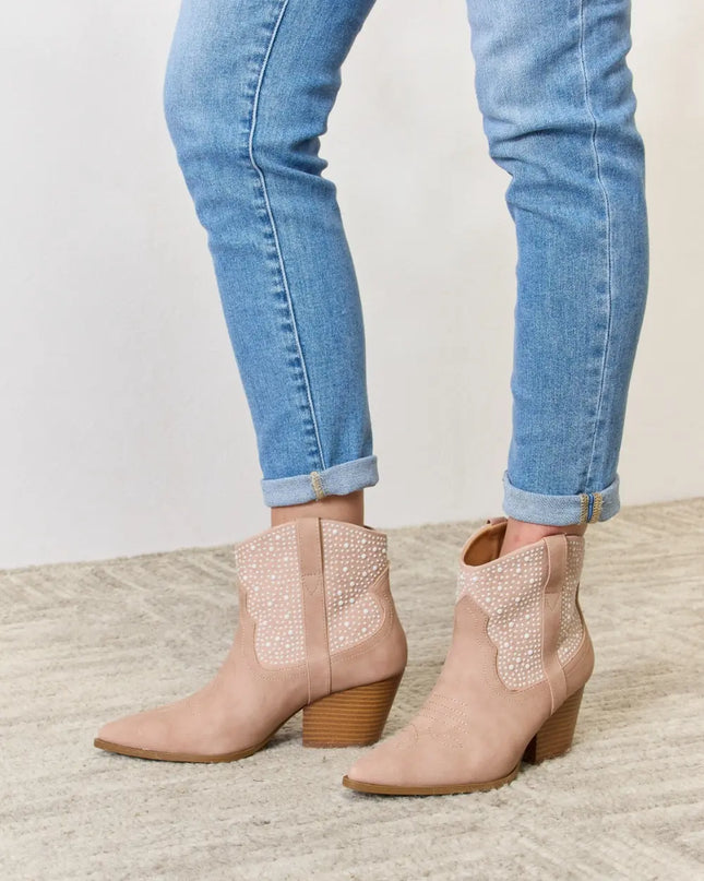 East Lion Corp Rhinestone Ankle Cowgirl Booties