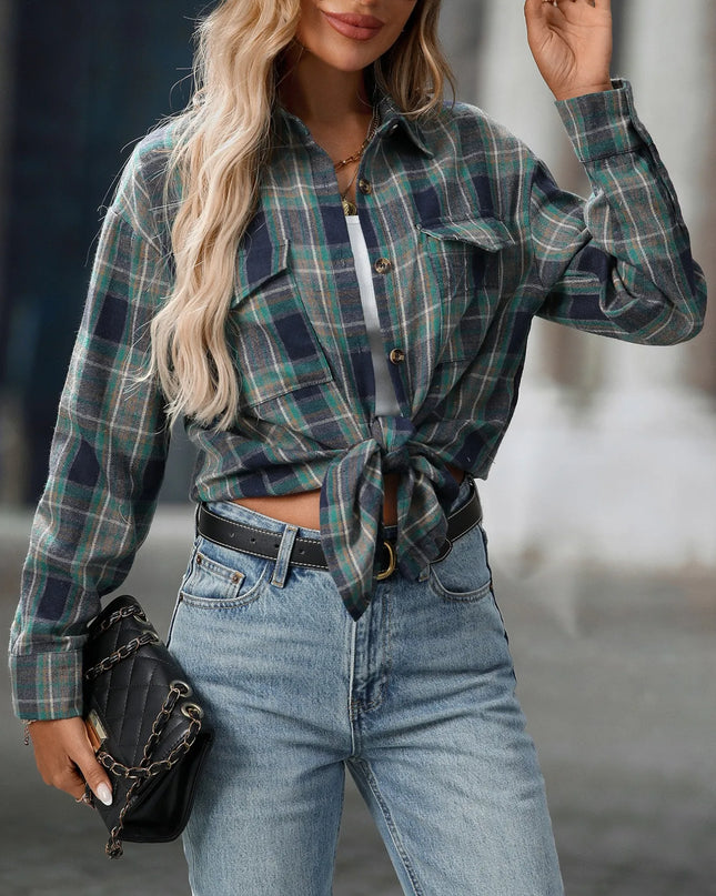 Oversized Plaid Button-Up Shirt