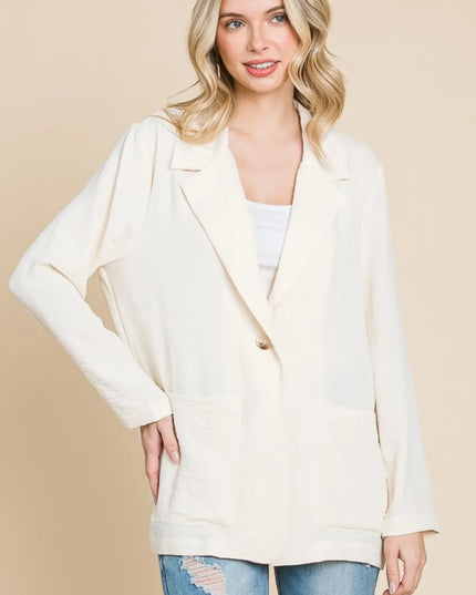 Culture Code One Button Long Sleeve Blazer with Pockets