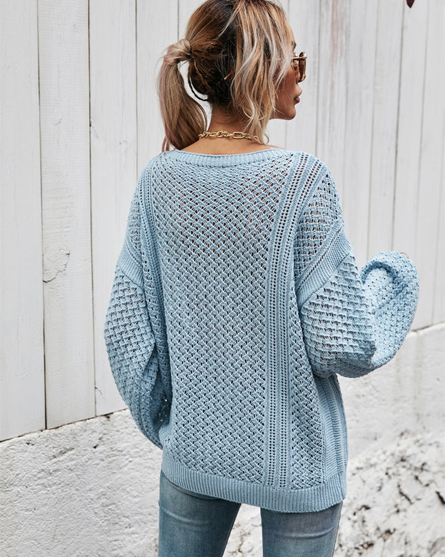 Angel Wings V-Neck Dropped Shoulder Sweater