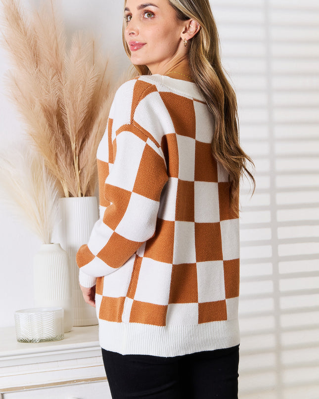 Angel Wings Double Take Button-Up V-Neck Dropped Shoulder Cardigan