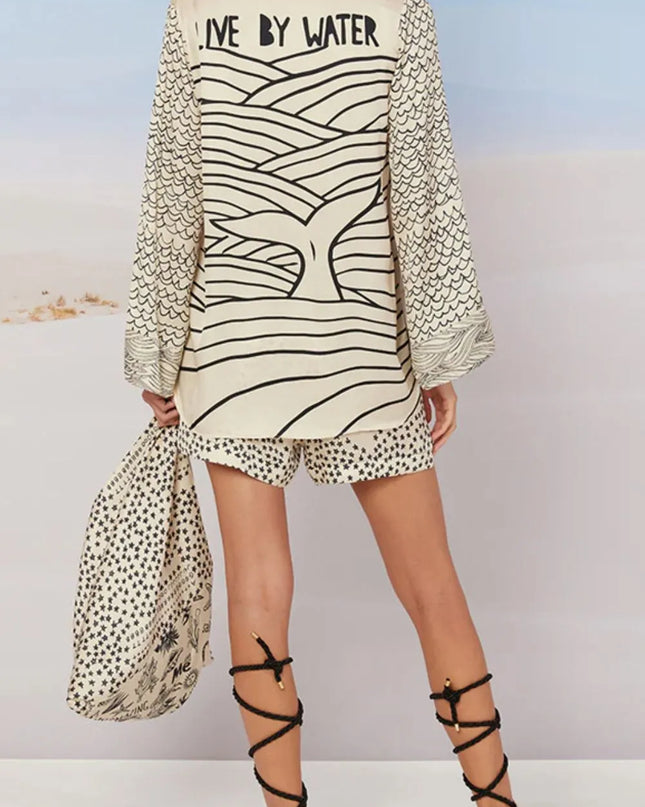 Nautical Print Top and Shorts Set