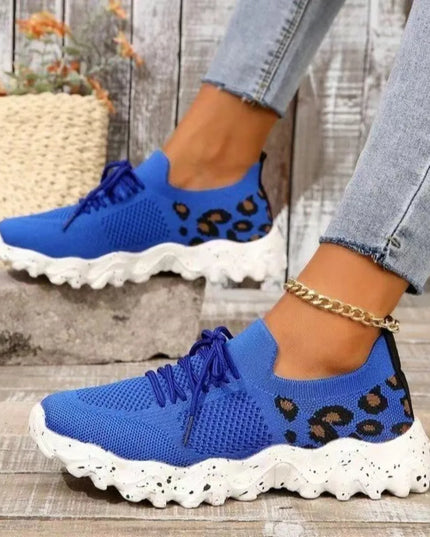 Leopard Mesh Round Toe Athletic 