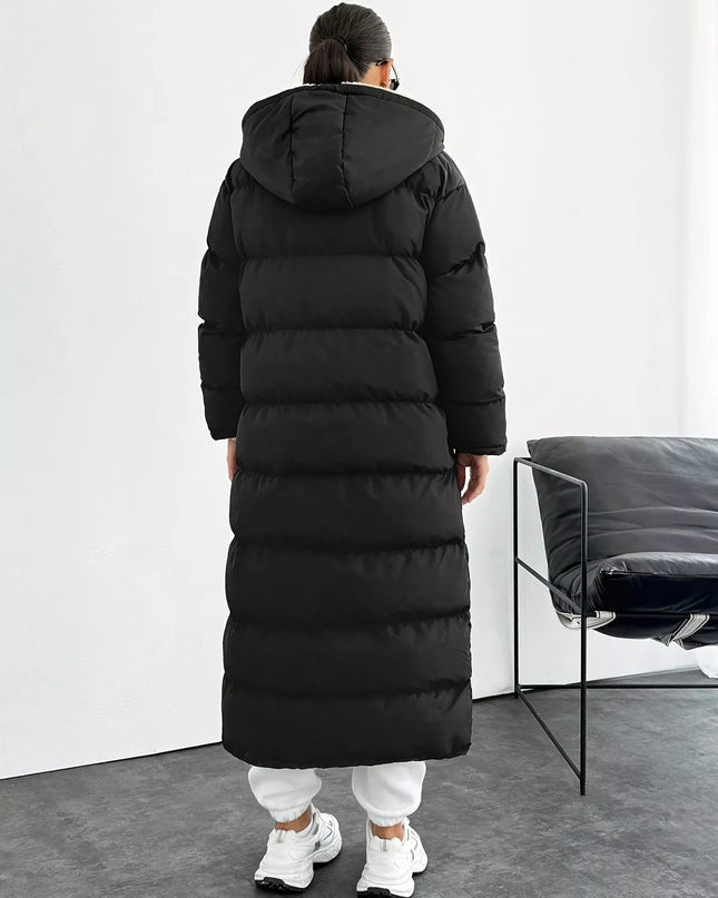 Quilted Hooded Longline Puffer Coat