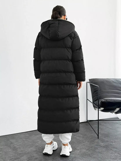 Quilted Hooded Longline Puffer Coat