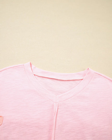 Flower Patched Exposed Seam Oversized T Shirt