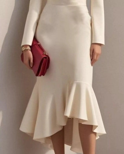 Ruffled Hem Long Sleeve Midi Blazer Dress