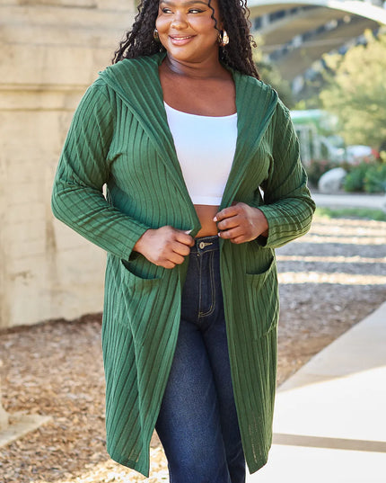 Basic Bae Full Size Hooded Sweater Cardigan