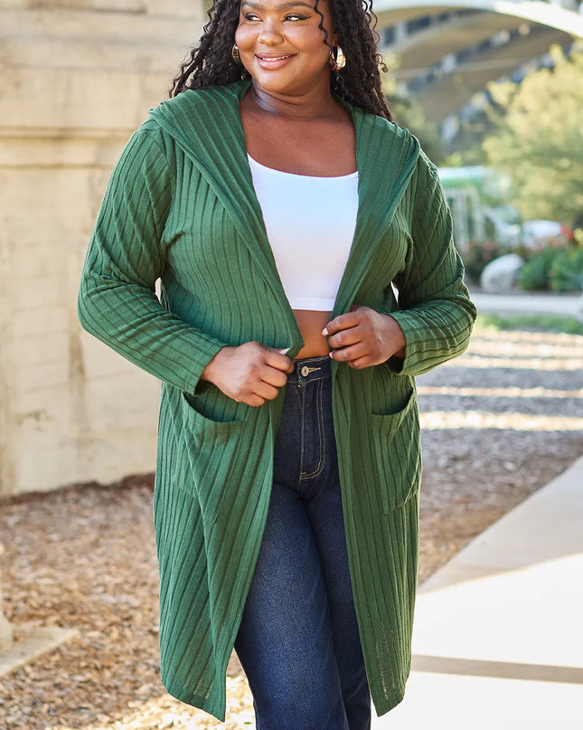 Basic Bae Full Size Hooded Sweater Cardigan