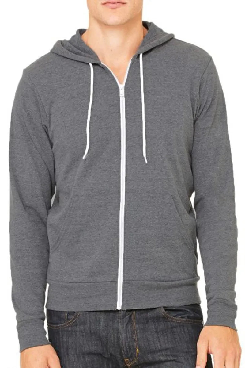 WEIV Men's Zip Up Basic Jacket With Hood CHARCOAL