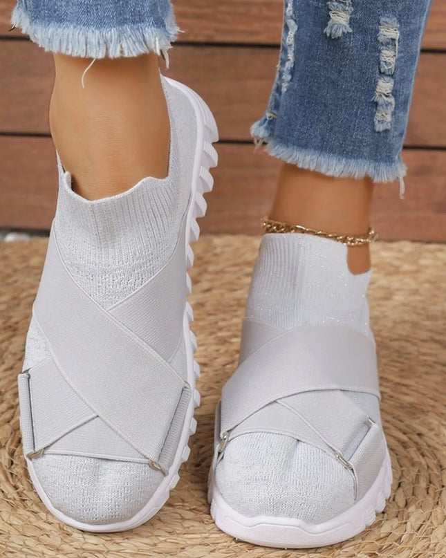 Crossover Strap Mesh Slip-Ons 