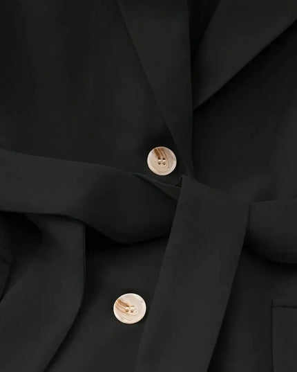 Tie Waist Lapel Collar Sleeveless Blazer