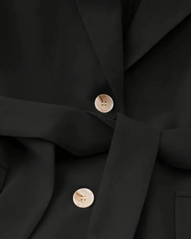 Tie Waist Lapel Collar Sleeveless Blazer