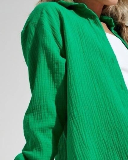 Button Up Long Sleeve Texture Shirt