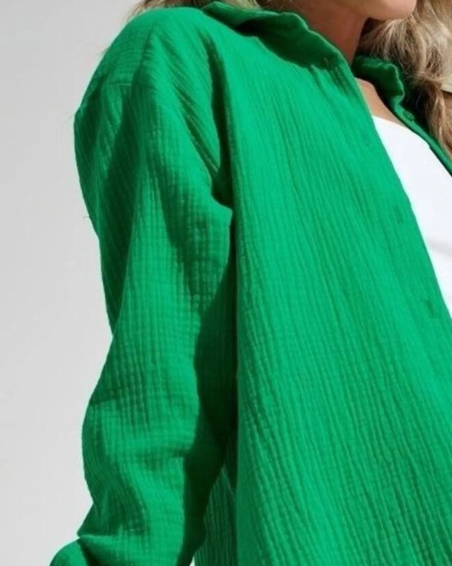 Button Up Long Sleeve Texture Shirt