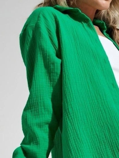 Button Up Long Sleeve Texture Shirt