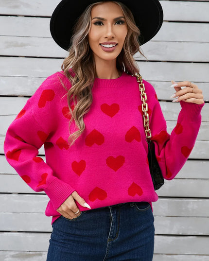 Angel Wings Heart Round Neck Long Sleeve Sweater