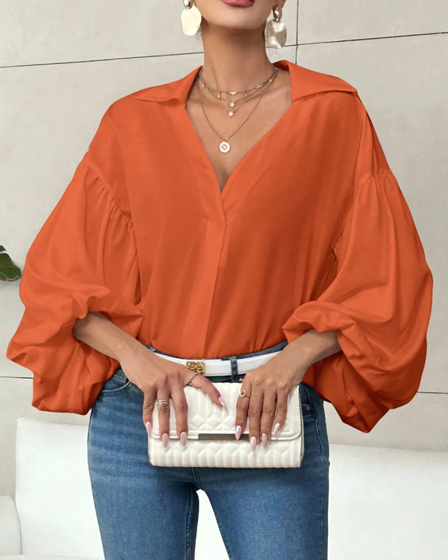 Polka Dot Balloon Sleeve Blouse