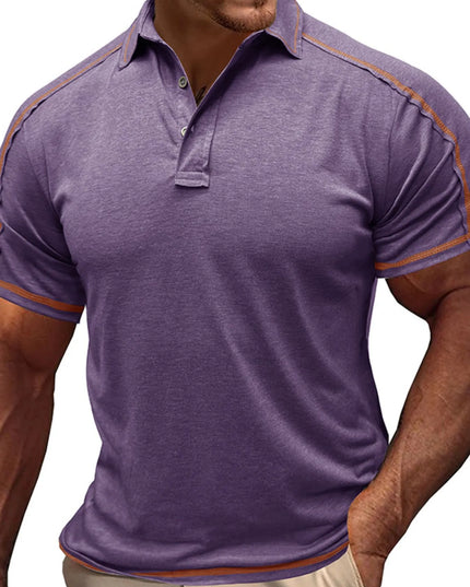 Men's Collared Neck Polo Shirt with Contrast Piping Mauve