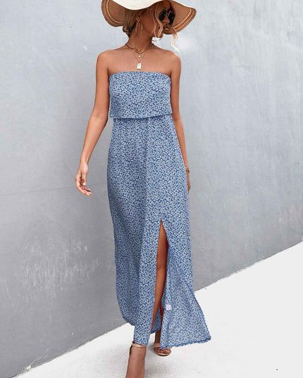 Strapless Split Maxi Dress
