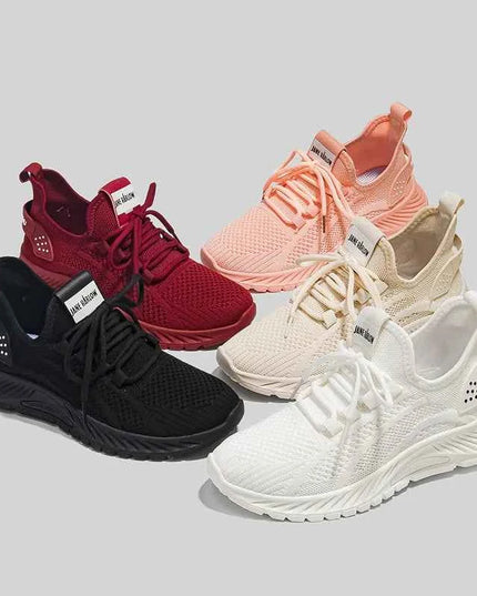 Mesh Lace-Up Platform Athletic Shoes