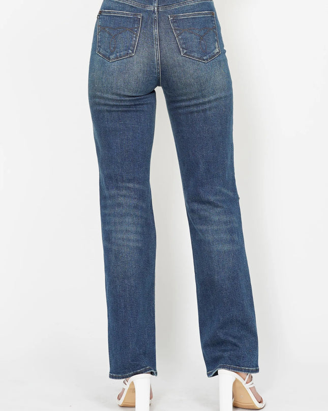 Judy Blue Full Size Hw Ripped Knee Dad Jeans Plus Size