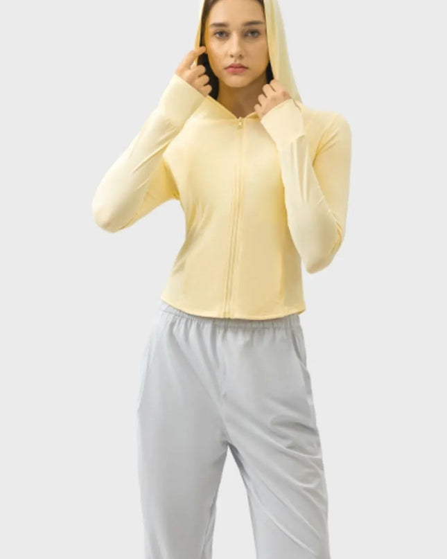 Millennia Pocketed Zip Up Hooded Long Sleeve Active Outerwear