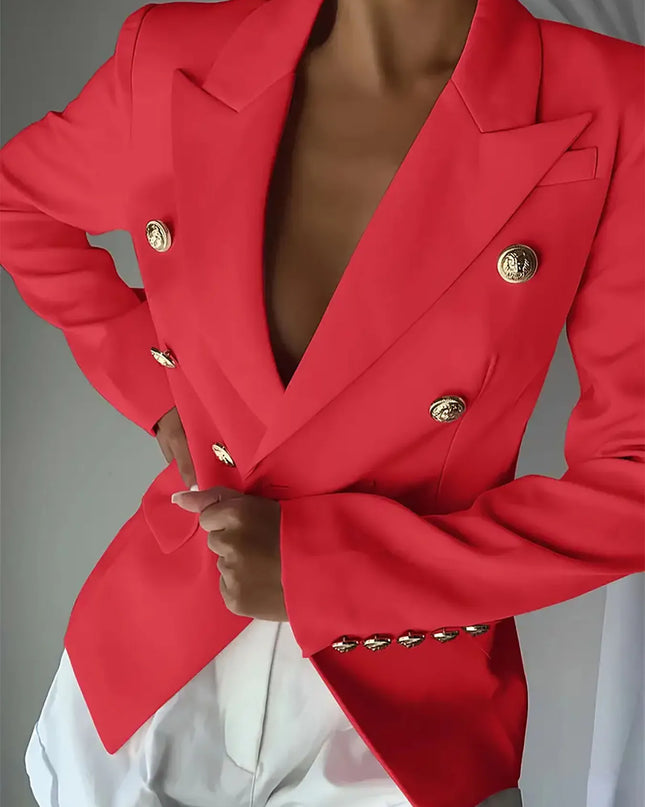 Decor Button Lapel Collar Blazer