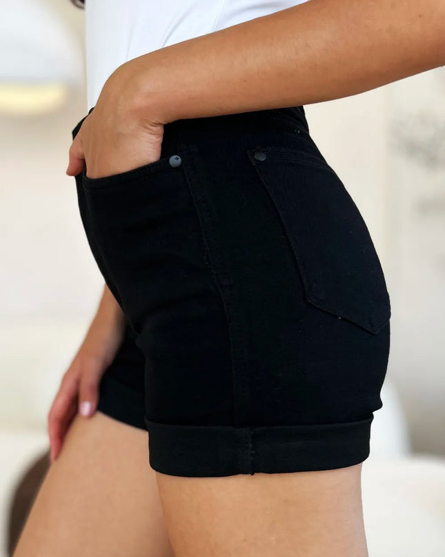 Judy Blue Full Size High Waist Tummy Control Cuffed Denim Shorts