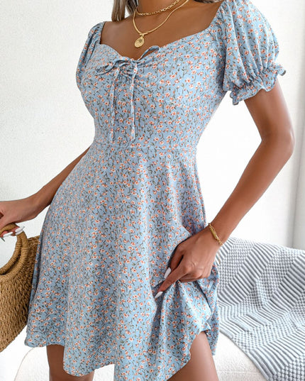 Ditsy Floral Drawstring A-Line Dress