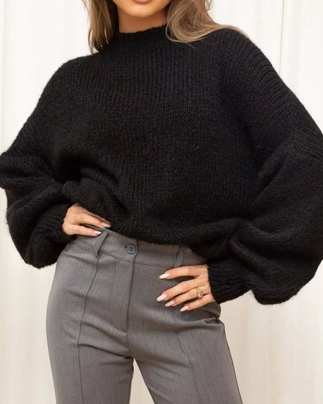 Round Neck Dropped Shoulder Sweater