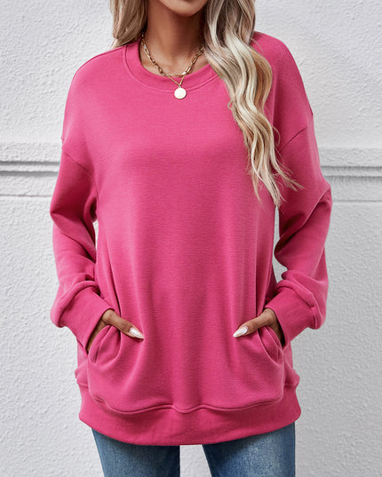 Dropped Shoulder Sweatshirt with Pockets Deep Rose